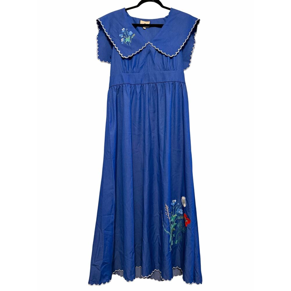 Tuckernuck Chambray Blue Embroidered Maxi Dress - Size XS - Picture 2 of 14